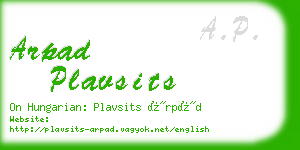 arpad plavsits business card